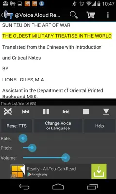 Voice Aloud Reader android App screenshot 0