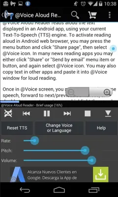 Voice Aloud Reader android App screenshot 1